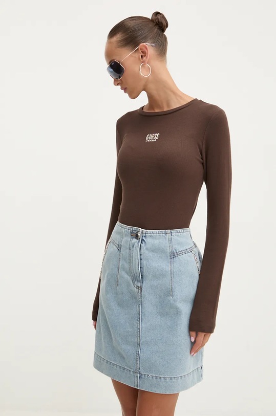 Guess Jeans longsleeve brązowy W4BI59.KA0H1