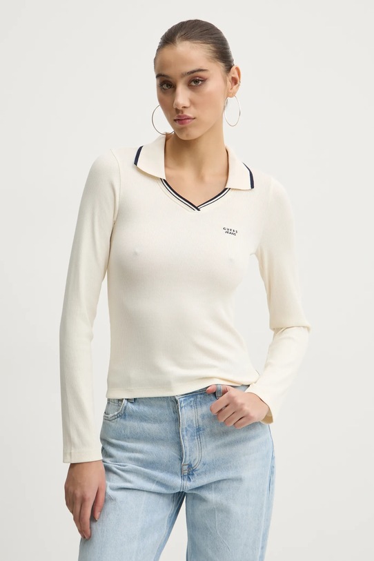 Лонгслів Guess Jeans бежевий W4BP49.KA0H1