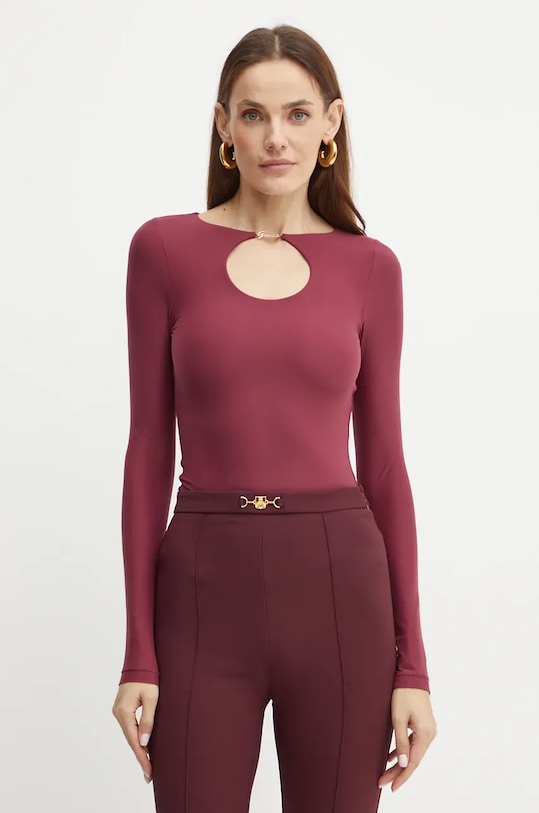 Guess longsleeve AMIRA z elastanem bordowy W4BP09.KCDE0