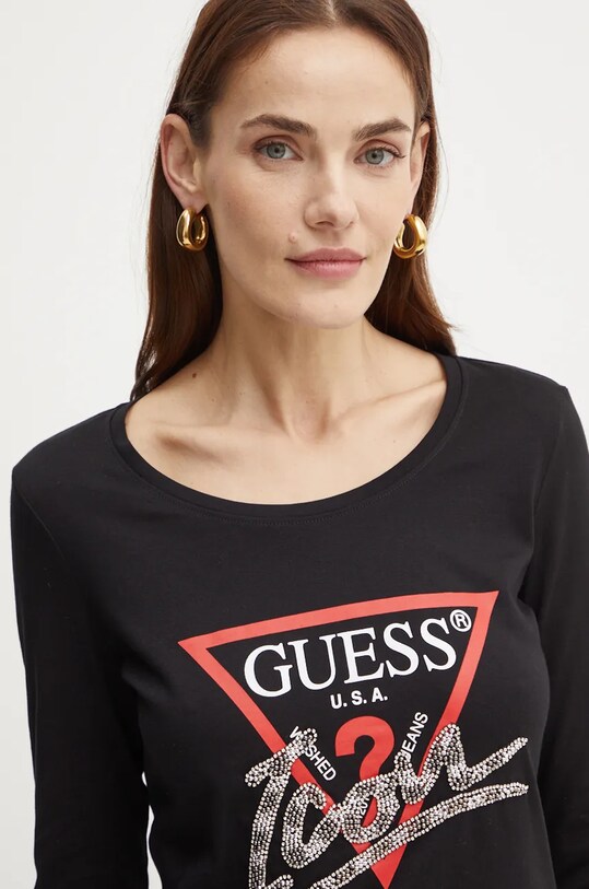 Одежда Хлопковый лонгслив Guess W4BI21.I3Z14 чёрный