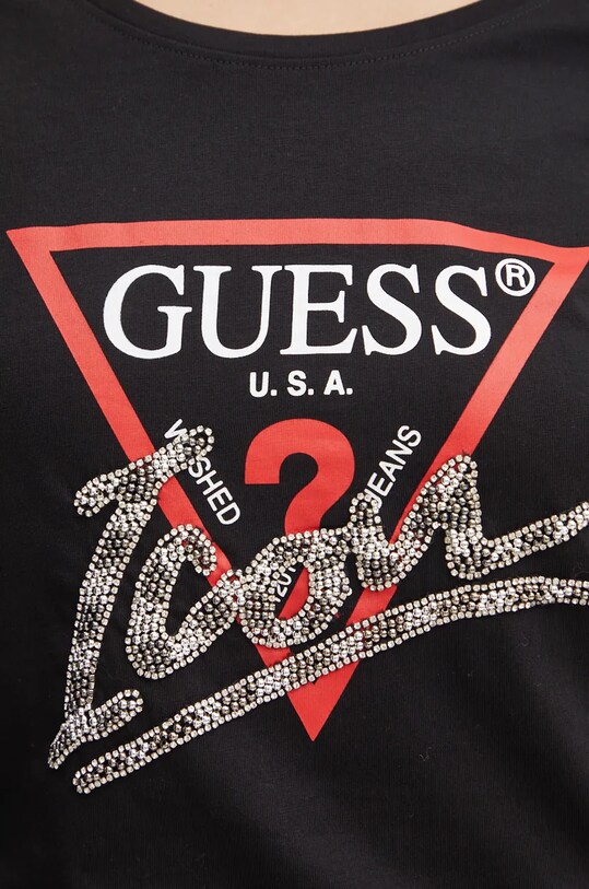 Хлопковый лонгслив Guess чёрный W4BI21.I3Z14