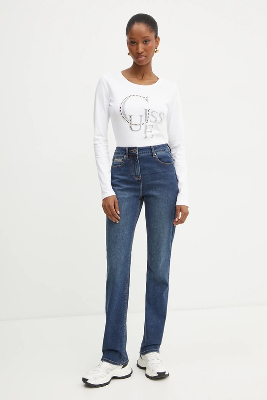 Bavlněné tričko s dlouhým rukávem Guess W4BI29.I3Z14 bílá AW24