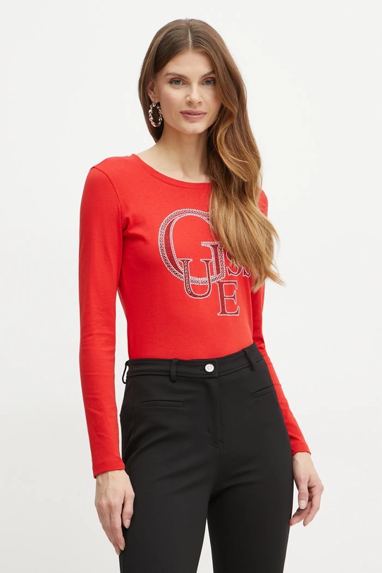 Хлопковый лонгслив Guess W4BI29.I3Z14 красный AW24