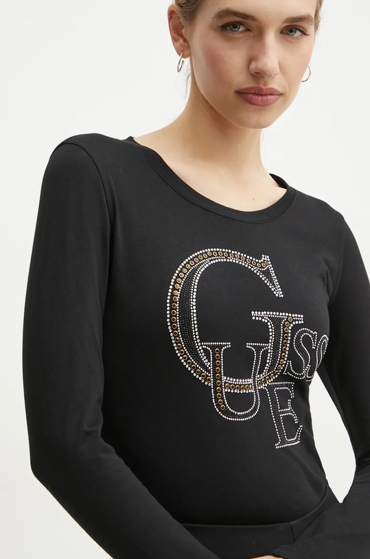 Oblečení Bavlněné tričko s dlouhým rukávem Guess W4BI29.I3Z14 černá
