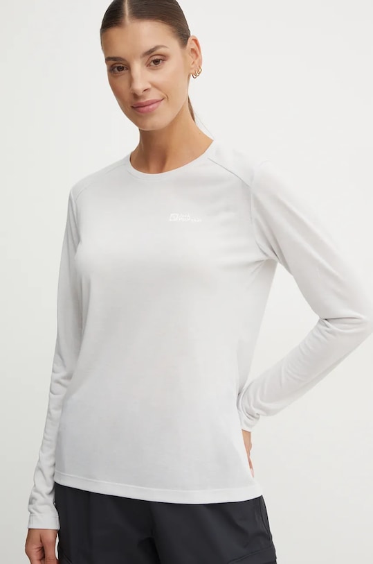 Sportovní tričko s dlouhým rukávem Jack Wolfskin Vonnan hladký šedá A60290