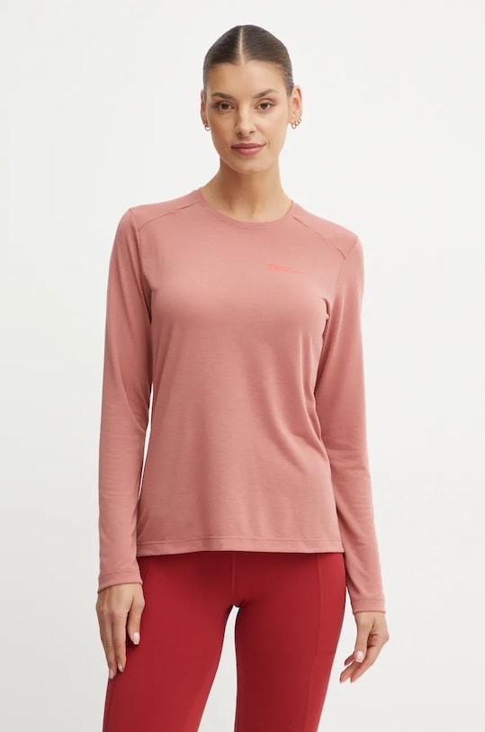 Športové tričko s dlhým rukávom Jack Wolfskin Vonnan jednofarebný oranžová A60290