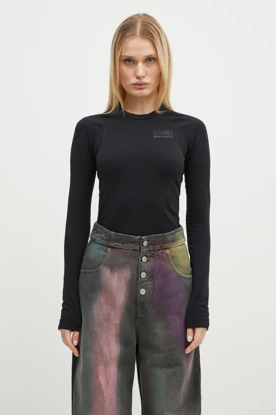 MM6 Maison Margiela longsleeve shirt slim black S52NH0024.M20037