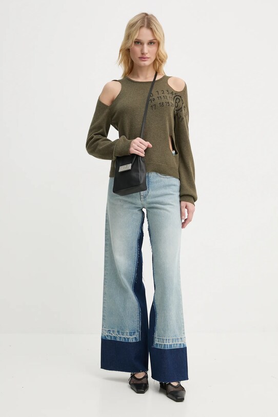 MM6 Maison Margiela sweter wełniany S62NH0034.M13071 zielony AW24