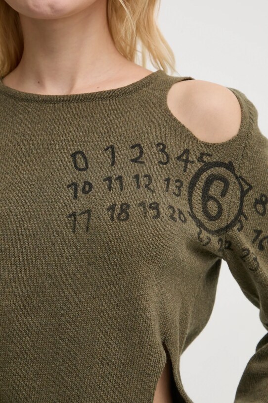 MM6 Maison Margiela sweter wełniany S62NH0034.M13071 zielony