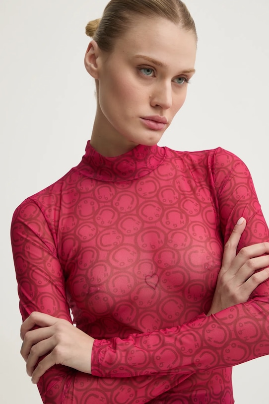 Tričko s dlouhým rukávem Hugo Blue slim růžová 50524057