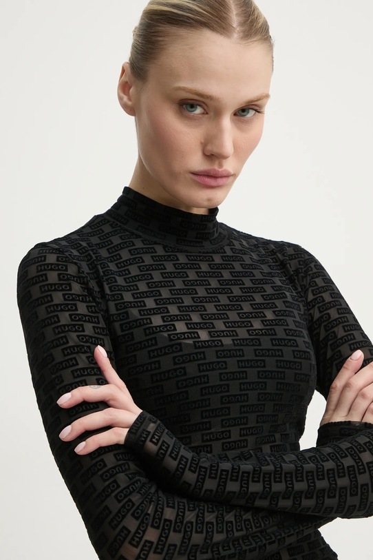 Tričko s dlouhým rukávem Hugo Blue slim černá 50524057