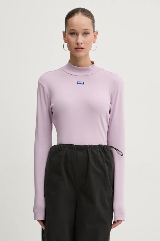 Tričko s dlouhým rukávem Hugo Blue nášivka fialová 50525318