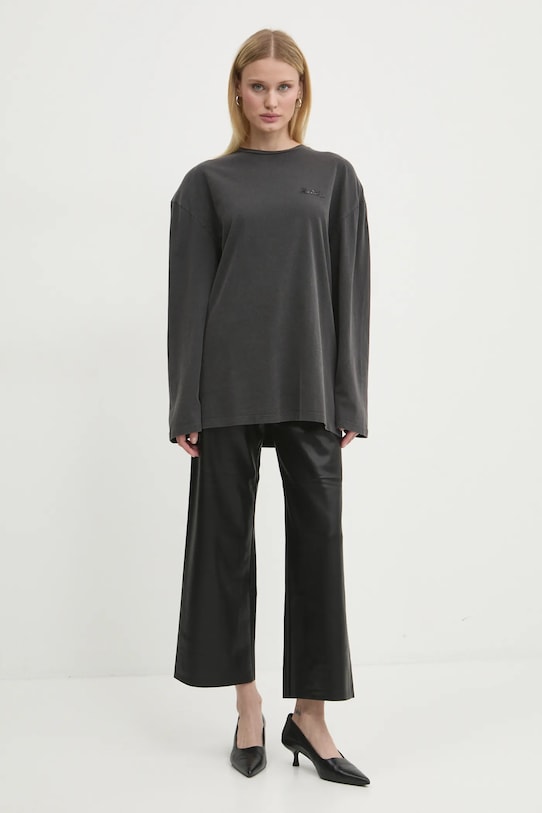 Rotate longsleeve bawełniany 111441100 szary AW24