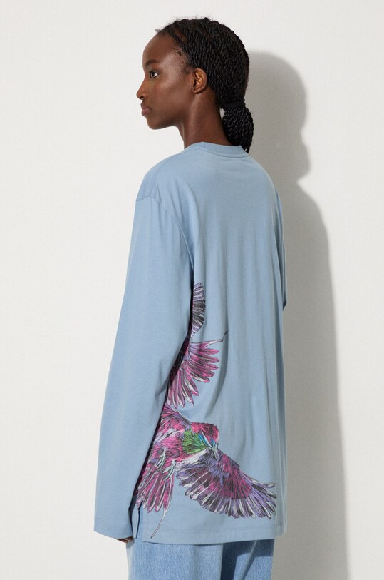 Oblečení Bavlněné tričko s dlouhým rukávem Y-3 Graphic Longsleeve Tee JD9844 modrá