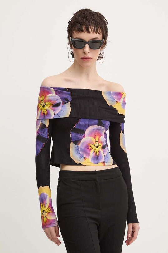 Tričko s dlouhým rukávem Desigual PENSEE slim černá 24WWTK92