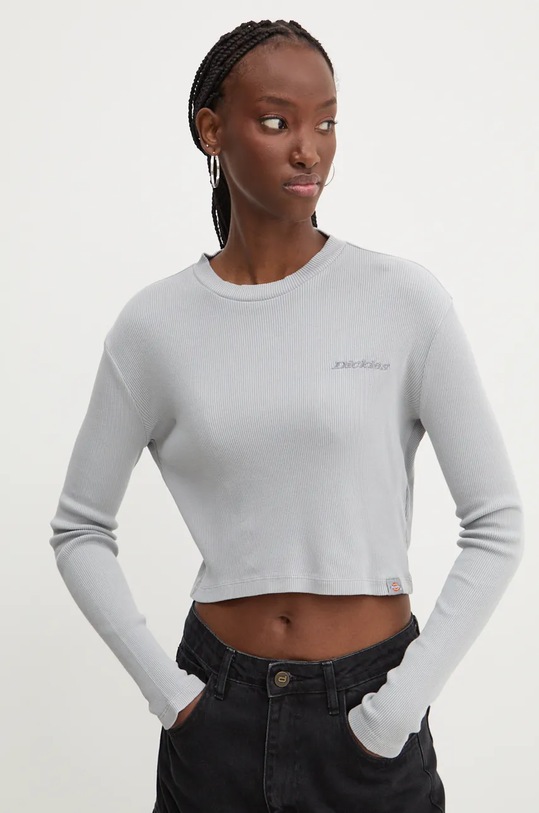 Bavlněné tričko s dlouhým rukávem Dickies PLENTYWOOD kulatý šedá DK0A866E