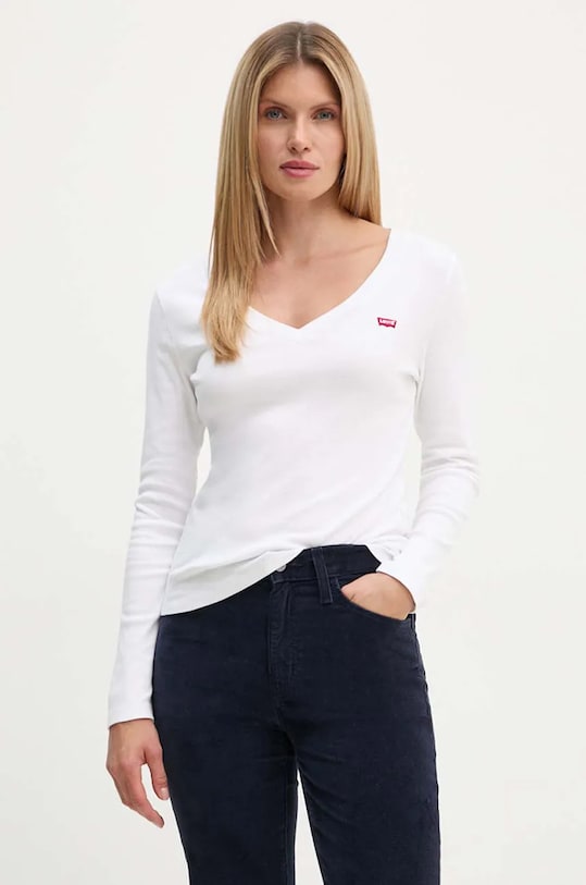 Levi's longsleeve din bumbac curele alb A9330