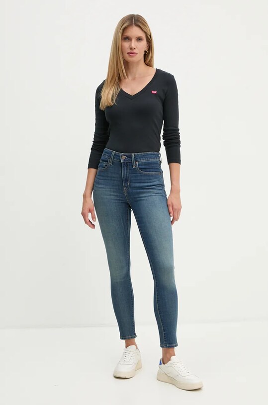 Bavlnené tričko s dlhým rukávom Levi's A9330 čierna AW24