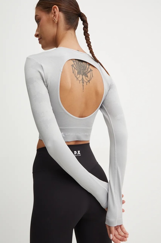 Majica dugih rukava adidas by Stella McCartney TrueStrength bez uzorka siva IW9829