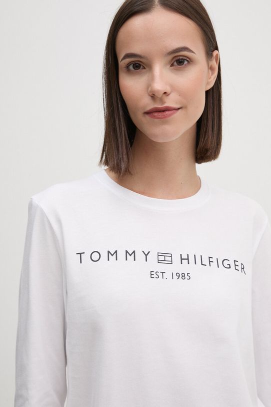 Tommy Hilfiger longsleeve bawełniany nadruk biały WW0WW43620