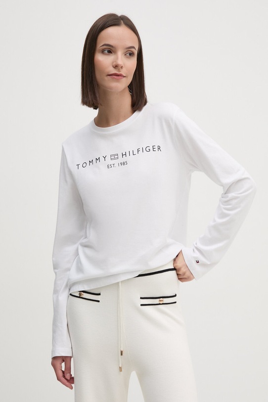 Tommy Hilfiger longsleeve din bumbac alb WW0WW43620