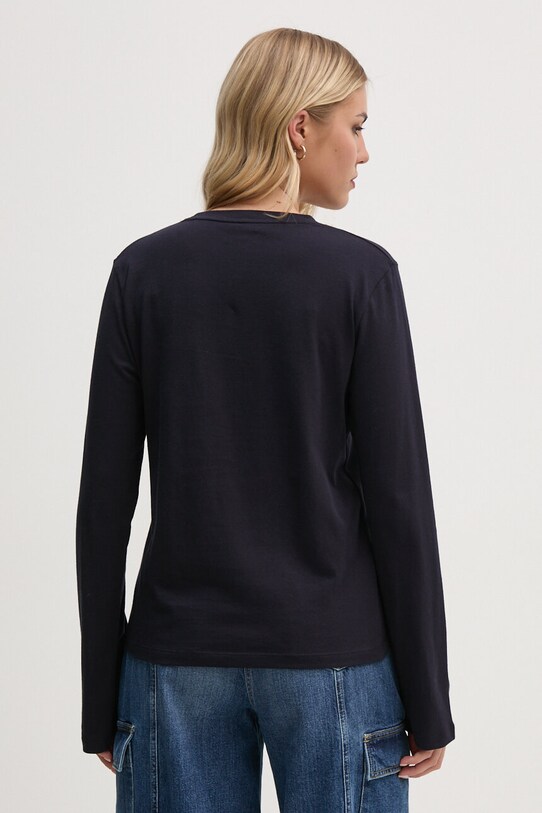Bavlněné tričko s dlouhým rukávem Tommy Hilfiger WW0WW43620 námořnická modř NC24