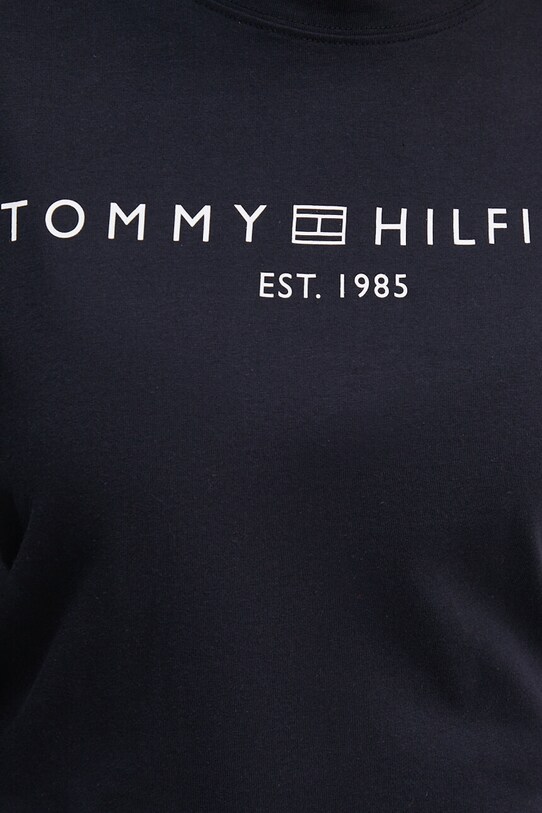 Bavlněné tričko s dlouhým rukávem Tommy Hilfiger námořnická modř WW0WW43620