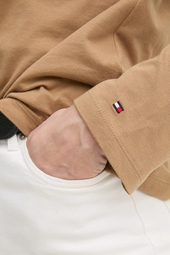 Tommy Hilfiger longsleeve din bumbac maro WW0WW43620