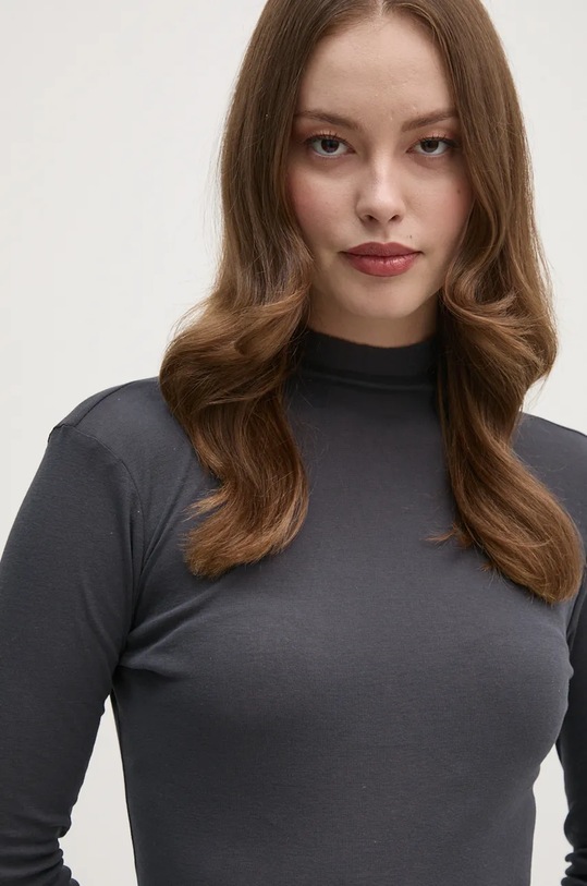 Bavlněné tričko s dlouhým rukávem Calvin Klein Jeans šedá J20J224453