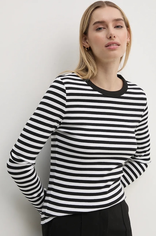 Tričko s dlouhým rukávem Calvin Klein Jeans slim černá J20J224454