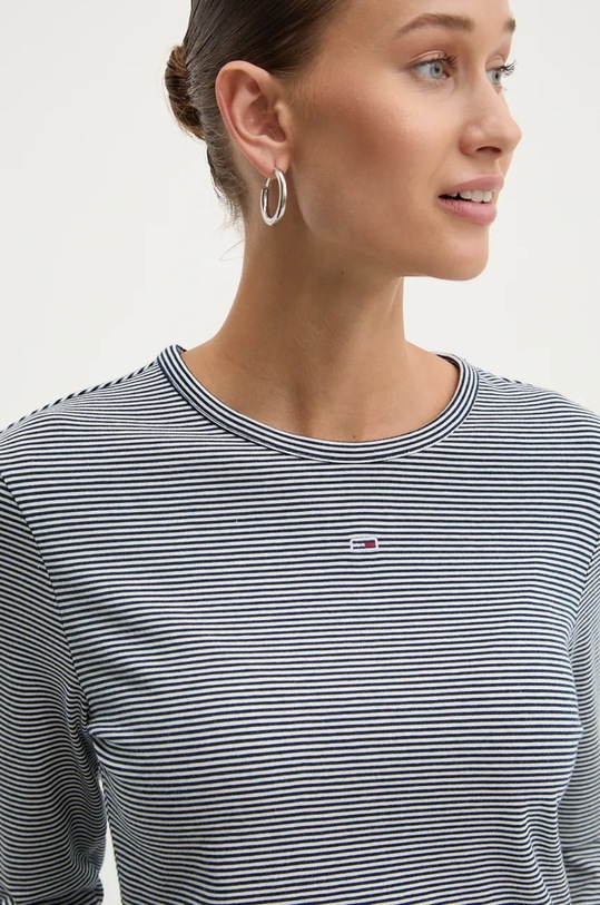 Tričko s dlhým rukávom Tommy Jeans tmavomodrá DW0DW19043
