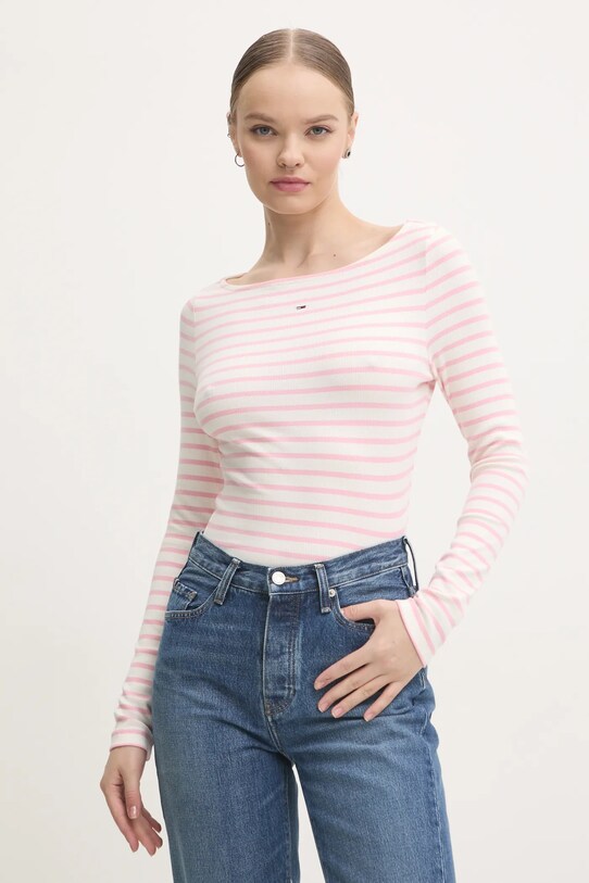 Лонгслив Tommy Jeans slim розовый DW0DW19817