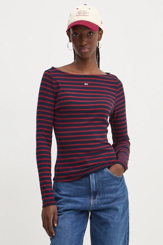 Tričko s dlhým rukávom Tommy Jeans tmavomodrá DW0DW19817