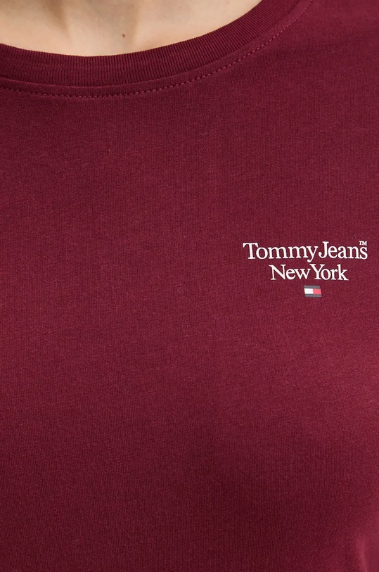 Бавовняний лонгслів Tommy Jeans DW0DW18793 бордо