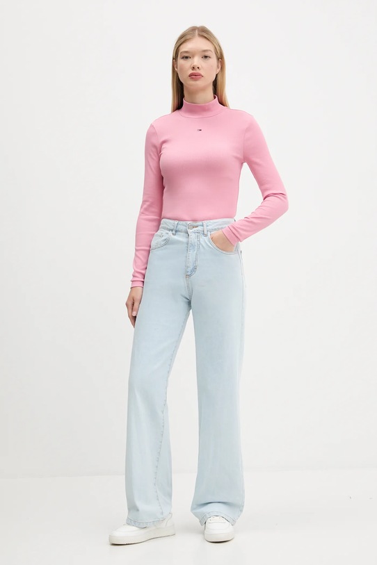 Tommy Jeans camicia a maniche lunghe DW0DW19830 rosa AW25