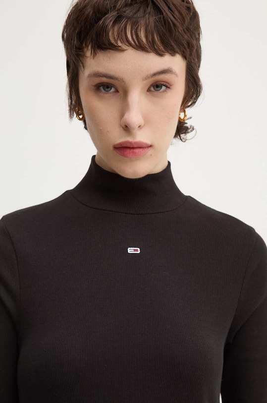 Tričko s dlouhým rukávem Tommy Jeans slim černá DW0DW19830
