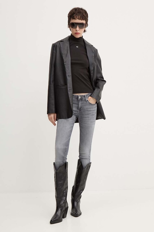 Tričko s dlouhým rukávem Tommy Jeans DW0DW19830 černá AW25