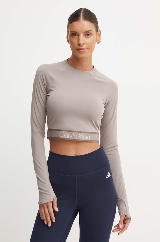 Μακρυμάνικο προπόνησης Calvin Klein Performance με ελαστάν μπεζ 00GWF4K204