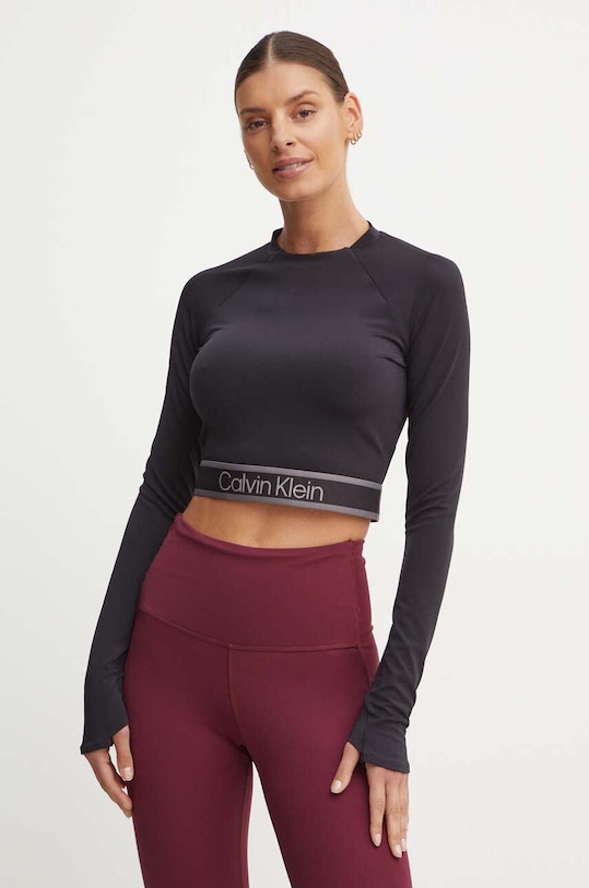 Μακρυμάνικο προπόνησης Calvin Klein Performance με ελαστάν μαύρο 00GWF4K204