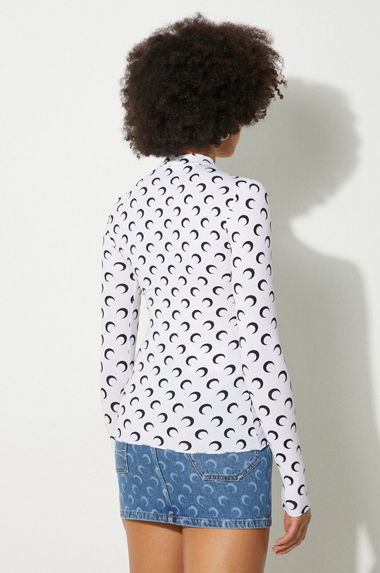 Дрехи Блуза с дълги ръкави Marine Serre Moon Printed Jersey Second Skin Highneck Top WTS005A бял