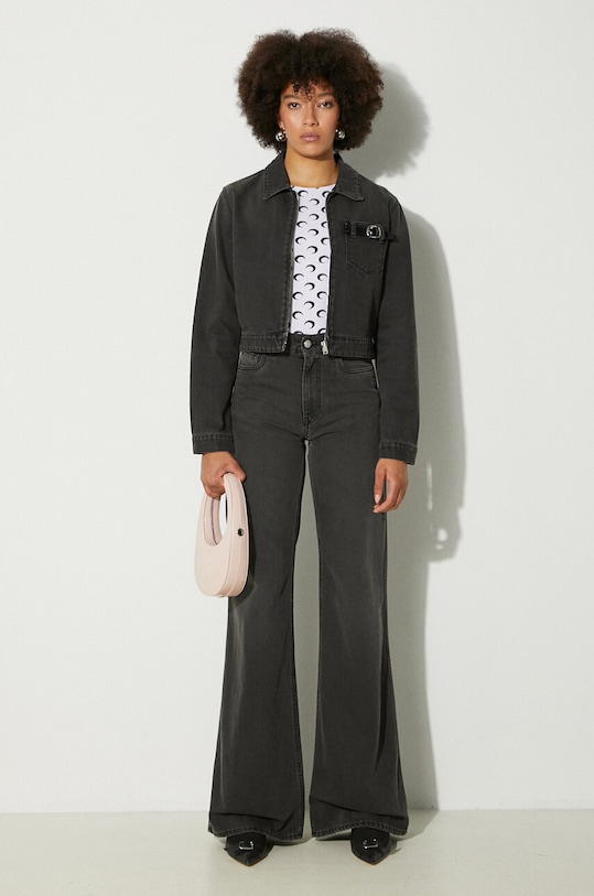 Marine Serre longsleeve shirt Moon Printed Jersey Second Skin Crewneck Top WTS006A white AW24