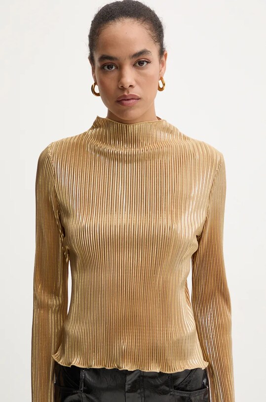 Never Fully Dressed bluza Gold Plisse Top aur NFDTO1576