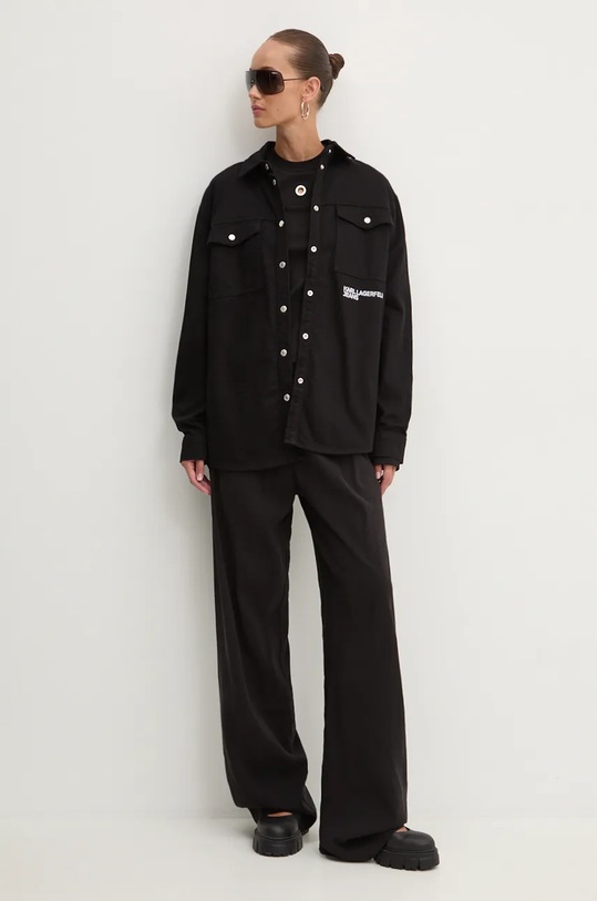 Tričko s dlouhým rukávem Karl Lagerfeld Jeans 246J1704 černá AW24