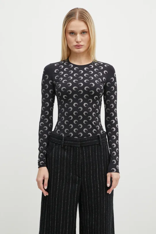 Лонгслів Marine Serre круглий виріз чорний WTS006A.CJER0002