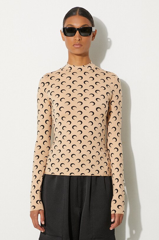 Блуза с дълги ръкави Marine Serre Recycled Moon Jersey Second Skin Highneck Top