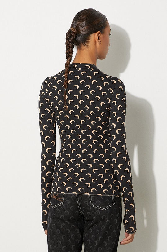 Clothing Marine Serre longsleeve shirt Recycled Moon Jersey Second Skin Highneck Top WTS005A.CJER0001 black