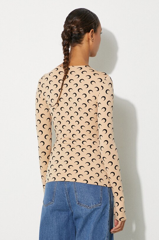 Clothing Marine Serre longsleeve shirt Recycled Moon Jersey Second Skin Crewneck Top WTS006A.CJER0001 beige