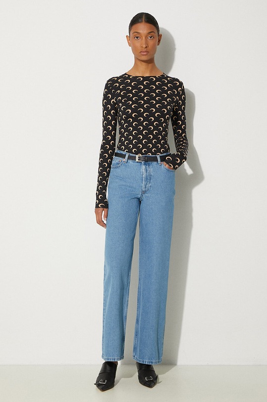 Longsleeve Marine Serre Recycled Moon Jersey Second Skin Crewneck Top WTS006A.CJER0001 μαύρο AW24