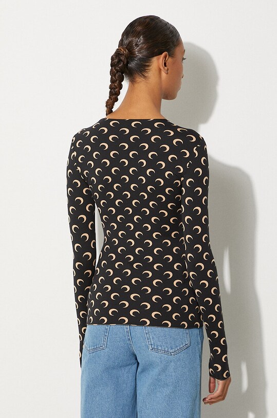 Oblečení Tričko s dlouhým rukávem Marine Serre Recycled Moon Jersey Second Skin Crewneck Top WTS006A.CJER0001 černá