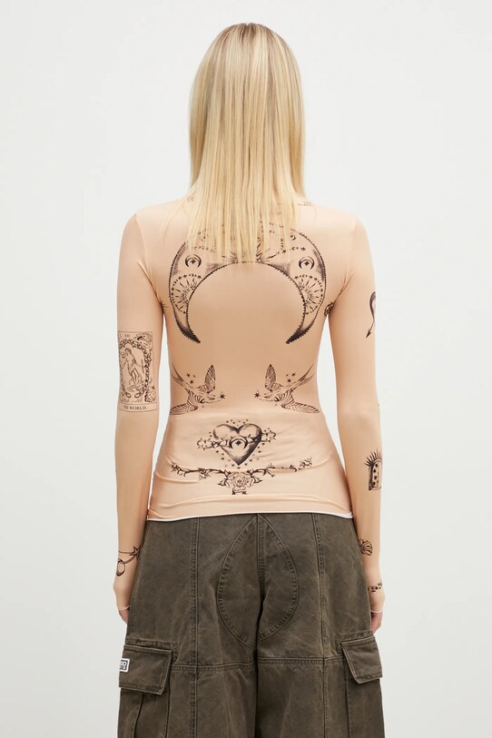 Clothing Marine Serre longsleeve shirt Tattoo Printed Jersey Second Skin Crewneck Top WTS006A.CJER0059 orange